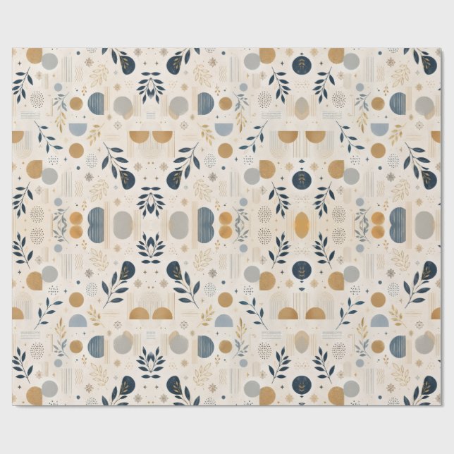 Luxury Botanical Gold Geometric Wrapping Paper | E (Flat)