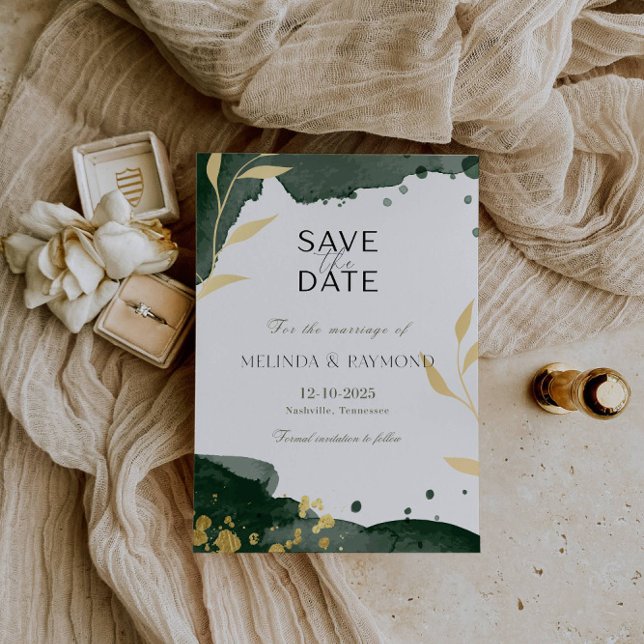 Luxury Botanical Green Save the Date Wedding Card (Creator Uploaded)