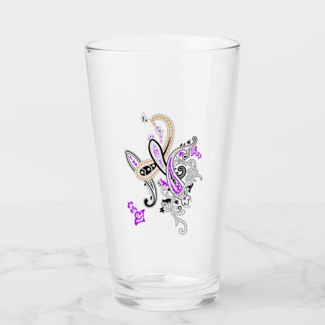Luxury Botanical Paisley Drinking Glass (Front)