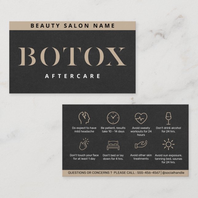 Luxury Botox Lip Filler Instruction Aftercare Card (Front/Back)