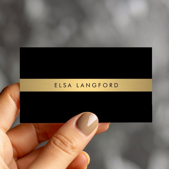 Luxury Boutique Gold Bar on Black Business Card (Creator Uploaded)