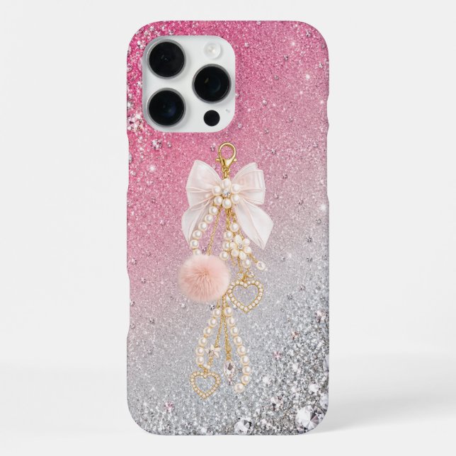 Luxury Bow Pearl iPhone 16 Pro Max Case Aesthetic (Back)