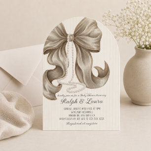 Luxury Bow Themed Girl Baby Shower Invitation