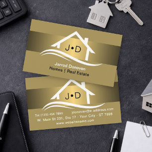 Luxury Brass Gold Real Estate Elegant Professional Business Card