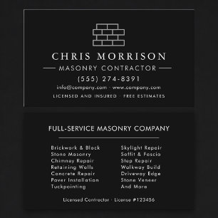 Luxury Bricklayer Brick Masonry Construction Business Card