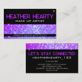 Luxury Bright Girly Purple Neon Glitter Glamour  Business Card