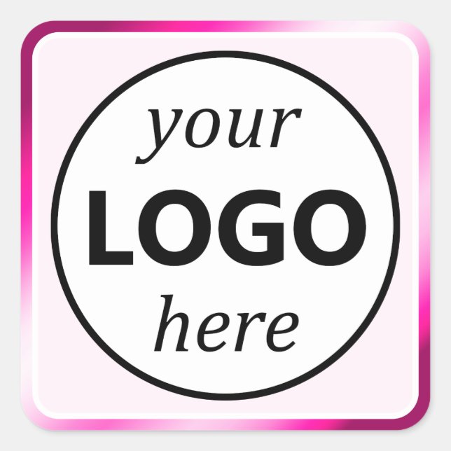 Luxury Bright Pink Colour Gradient Your Logo Here Square Sticker (Front)