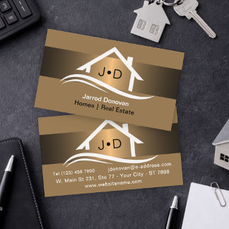 Luxury Bronze Gold Real Estate Classy Professional Business Card