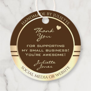 Luxury Brown and Gold Product Packaging Thank You Favour Tags
