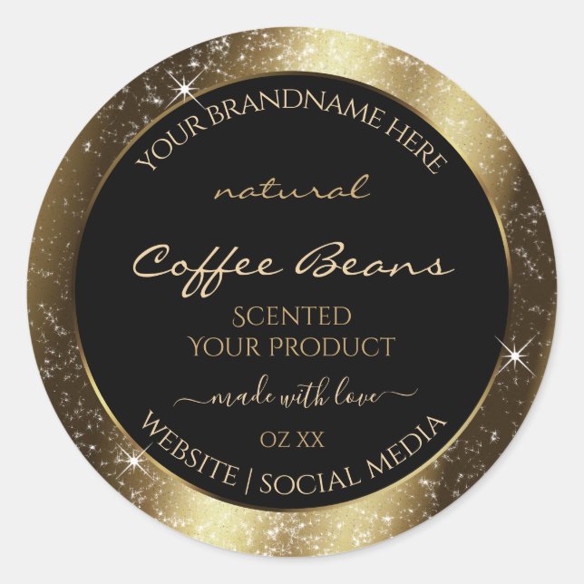 Luxury Brown Sparkle Glitter Frame Product Label (Front)