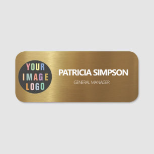 Luxury Brushed Gold Company Logo, Name & Job Title Tag