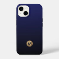 Luxury Brushed Gold Monogram Navy Blue