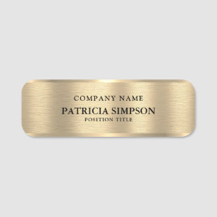 Luxury Brushed Golden Metallic: Elegance And Flair Name Tag