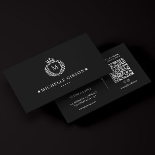 Luxury Builder Minimal Monogram Crown Crest Business Card