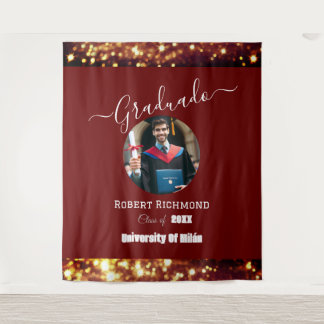 Luxury Burgandy Photo Elegant Graduated Signature Tapestry