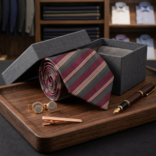 Luxury Burgundy and Charcoal Textured Regimental Tie