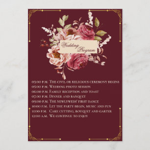 Luxury Burgundy and Gold Floral Wedding Program