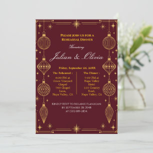 Luxury Burgundy and Gold Rehearsal Dinner Invitation