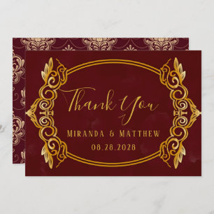 Luxury Burgundy and Gold Royal Thank You Cards