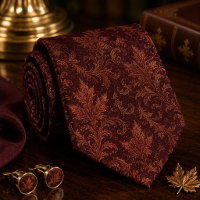 Luxury Burgundy Autumn Leaf Damask