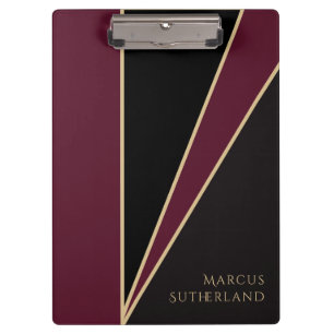 Luxury Burgundy Black Gold Elegant Simple Glam  Clipboard