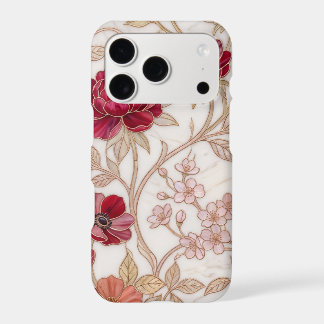 Luxury Burgundy Floral Gold Art Nouveau Marble