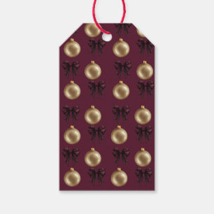 Luxury Burgundy & Gold Baubles & Bows Gift Tags