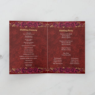 Luxury Burgundy & Gold Floral Wedding Program