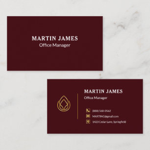 Luxury Burgundy Gold Office Manager Executive Business Card