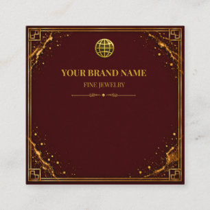 Luxury Burgundy Gold Square Necklace Card