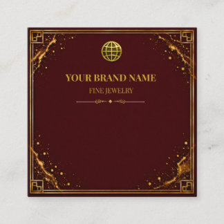 Luxury Burgundy Gold Square Necklace Card