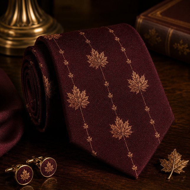 Luxury Burgundy Maple Leaf Tie (Creator Uploaded)