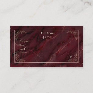 Luxury Burgundy Marble Gold Botanical Business Card