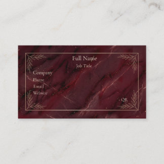 Luxury Burgundy Marble Gold Botanical Business Card