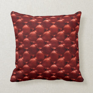 Luxury Burgundy Maroon Red Tufted Leather Opulent Cushion