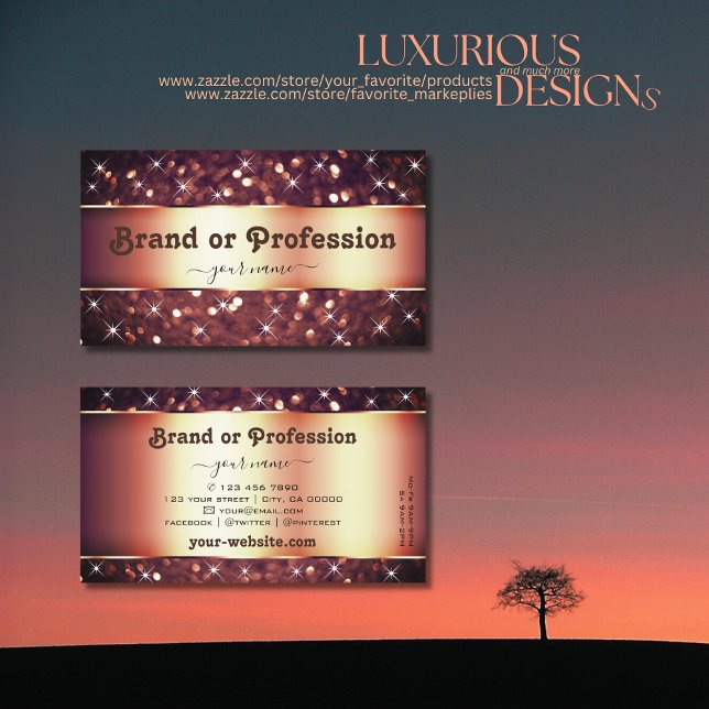 Luxury Burgundy Rose Golden Glitter Stars Fabulous Business Card (Creator Uploaded)