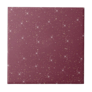 Luxury burgundy sparkle gold glitter confetti ceramic tile