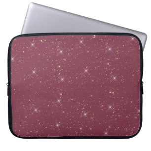 Luxury burgundy sparkle gold glitter confetti laptop sleeve