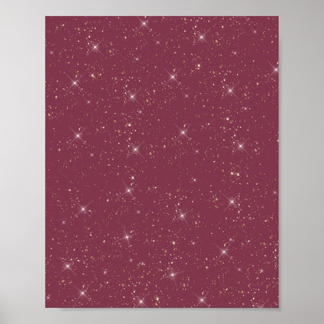 Luxury burgundy sparkle gold glitter confetti poster (Front)