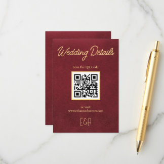 Luxury Burgundy Wedding QR Code Enclosure Card