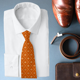 Luxury Burnt Orange Gold Crown Pattern Modern Tie