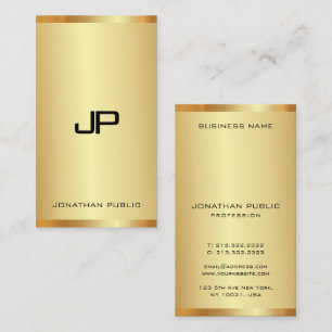 Luxury Business Cards Monogram Gold Look Vertical