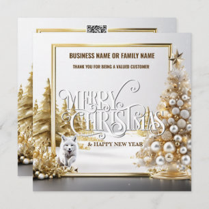 Luxury business Christmas tree snow fox forest Holiday Card
