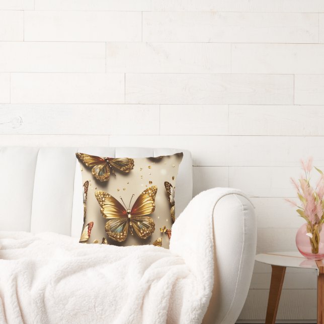 "Luxury Butterfly Bliss: 3D Sparkling Butterfly  Cushion (Couch)