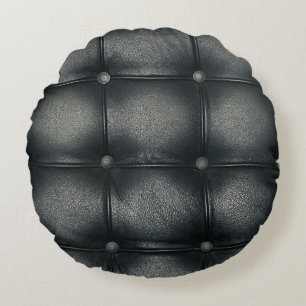 Luxury Buttoned Leather Texture Round Cushion