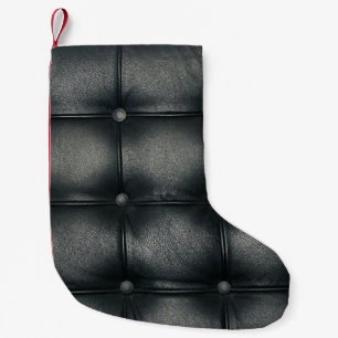 Luxury Buttoned Leather Texture Small Christmas Stocking