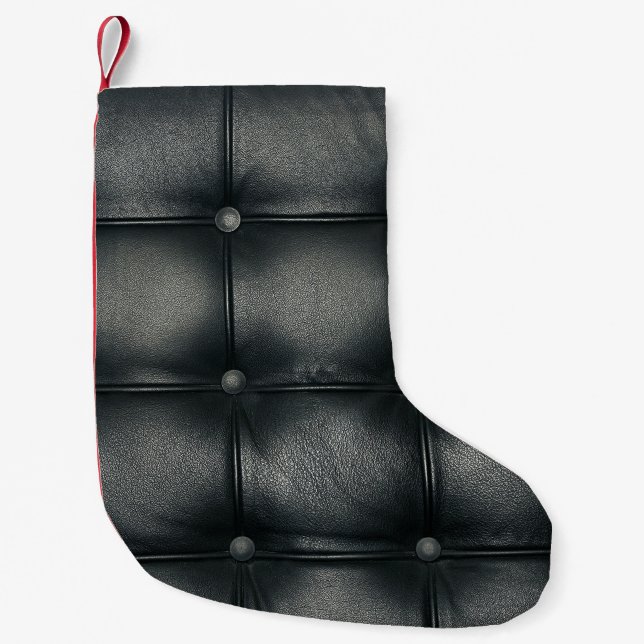 Luxury Buttoned Leather Texture Small Christmas Stocking (Front)