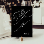 Luxury Calligraphy Wedding Number 12, Black Table Number<br><div class="desc">Table 12. Please check all available numbers. | Luxury and elegant swirly calligraphy wedding table number with your initials.  For more advanced customisation of this design,  please click the BLUE DESIGN TOOL BUTTON above!</div>