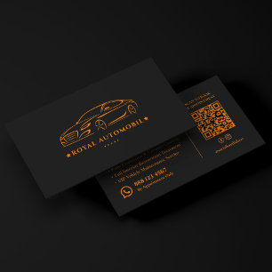 Luxury Car Dealer Detailing Service Orange Black Business Card
