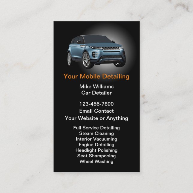 Luxury Car Detailing Vertical Business Cards (Front)